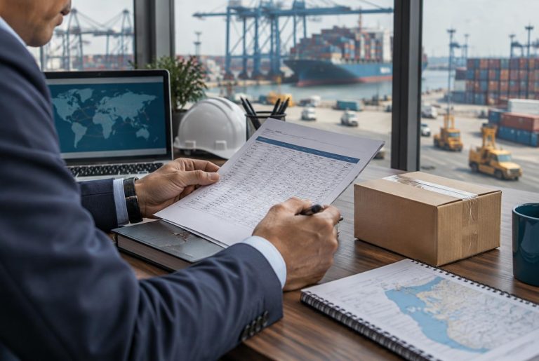 Profesional revisando documentos para una primera importación